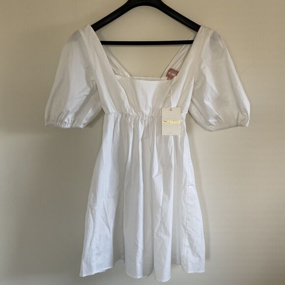 Show Me Your MuMu Dresses & Skirts - Show Me Your Mumu White Amore Poplin Puff Sleeve Babydoll Dress M Milkmaid Boho
